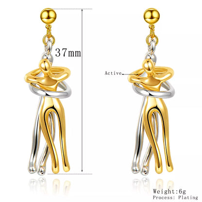 Couple Two-color Hug Ear Studs Earrings