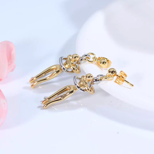 Couple Two-color Hug Ear Studs Earrings